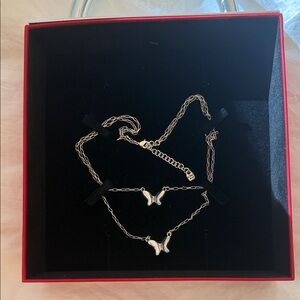 Uno de 50 Silver Double Butterfly Necklace